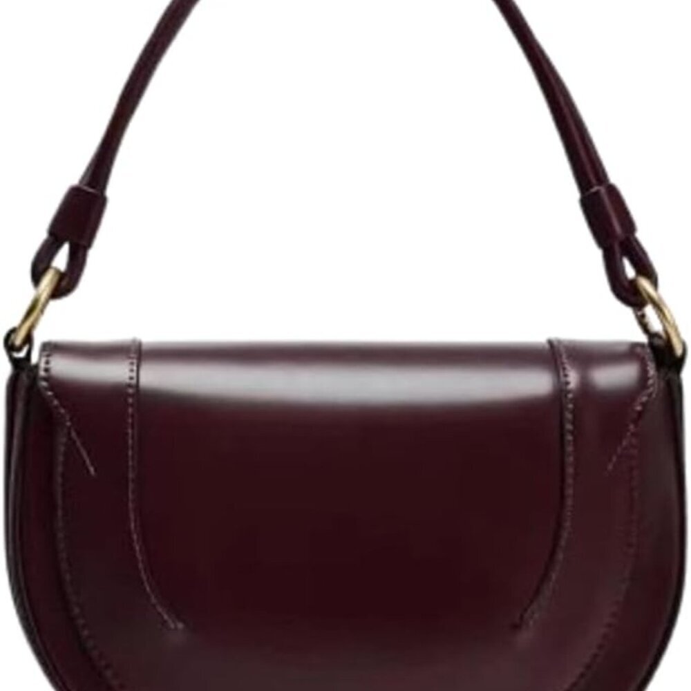 Slouchy PU Leather Crescent Hobo Bags Women Trendy Saddle Crossbody Purse Satche